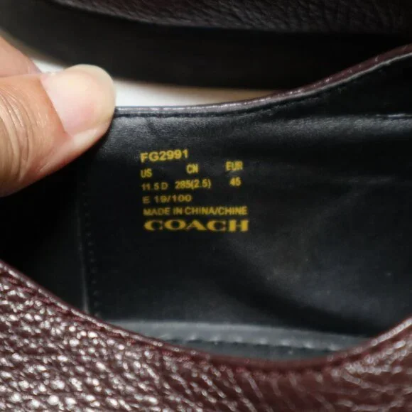 Coach Men's Derby Brown Pebbled Leather Shoes Size 11.5 Style FG2991 GUC Lace